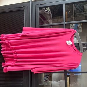 Bright Fuchsia Ruffled Hem Tunic Top